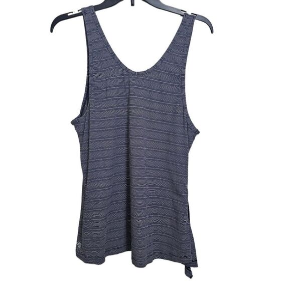 Athleta Tank Blue White Stripe Max Out Asymmetrical Side Slit 591302 S - Picture 2 of 6